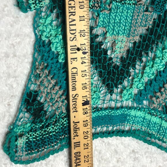 Crochet Women's Knit Green Sweater Size Small - Picture 5 of 7